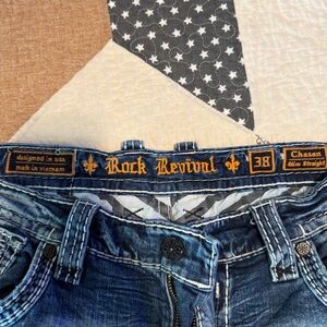 Mens Rock Revival Slim Straight Jeans